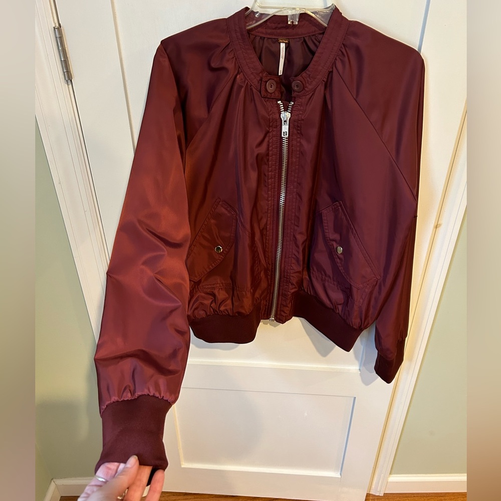 Free People Midnight Satin Bomber Jacket - Picture 2 of 5